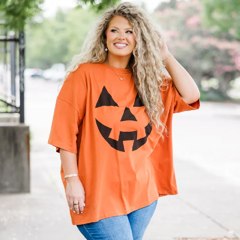 Oh My Pumpkin Boyfriend Tee, Rust