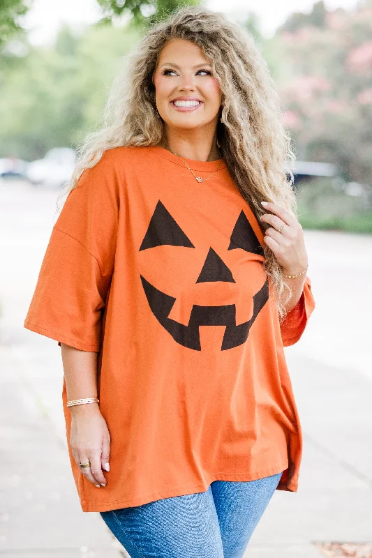 Oh My Pumpkin Boyfriend Tee, Rust