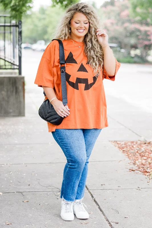 Oh My Pumpkin Boyfriend Tee, Rust