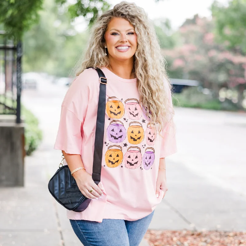 Only Treats Boyfriend Tee, Cream Pink