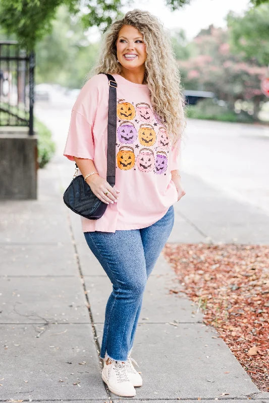 Only Treats Boyfriend Tee, Cream Pink