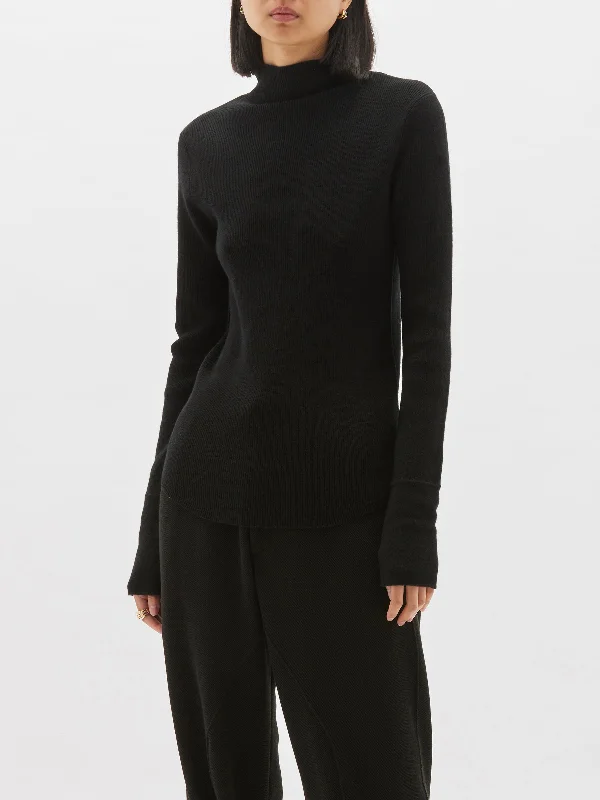 raised neck layering knit