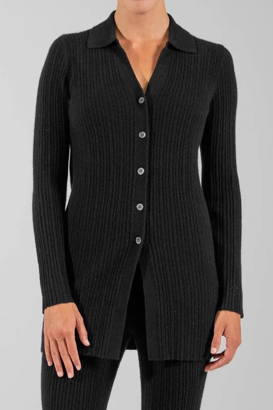 RIB LONG POLO CARDIGAN