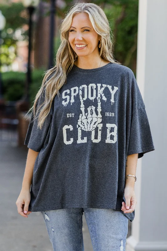 Spooky Club Boyfriend Tee, Charcoal