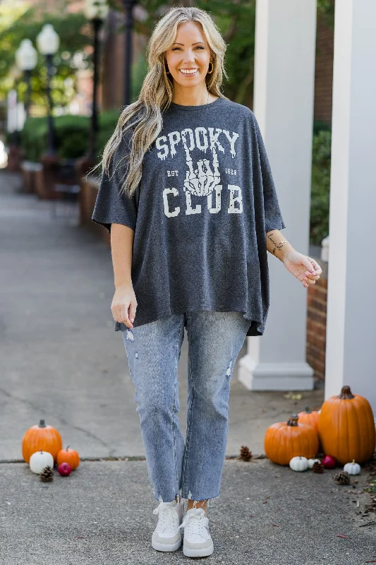 Spooky Club Boyfriend Tee, Charcoal