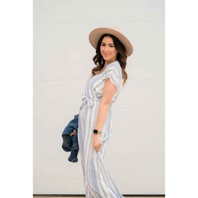 Striped Tie Wrap Maxi