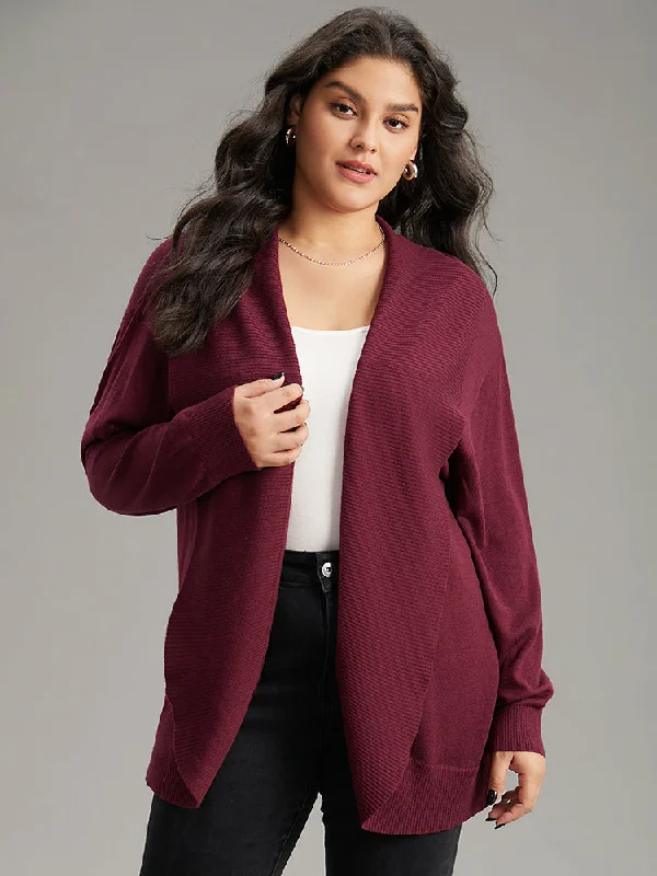 Supersoft Essentials Plain Texture Arc Hem Cardigan