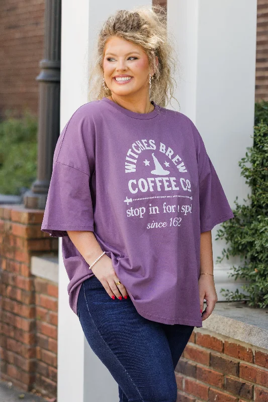 Witch's Brew Boyfriend Tee, Lilac Gray