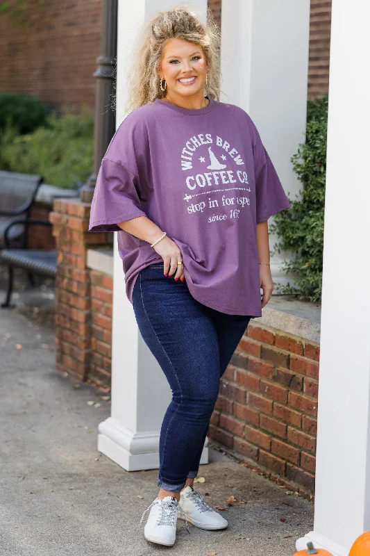 Witch's Brew Boyfriend Tee, Lilac Gray