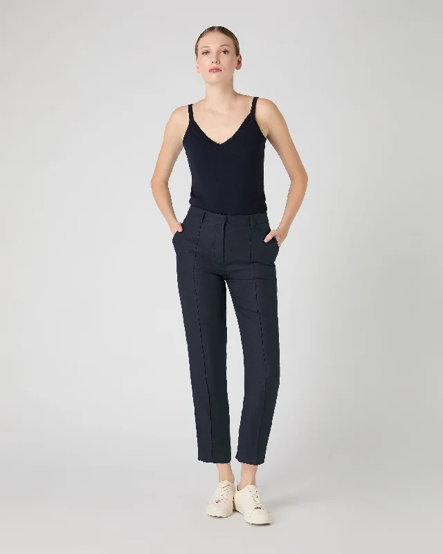 Women's Harper Crop Linen Pants Navy Blue