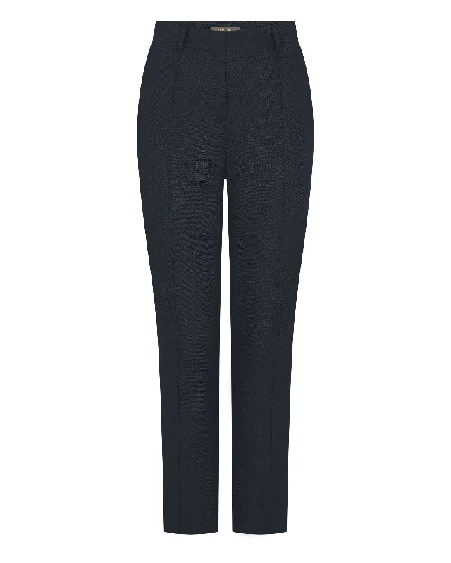 Women's Harper Crop Linen Pants Navy Blue