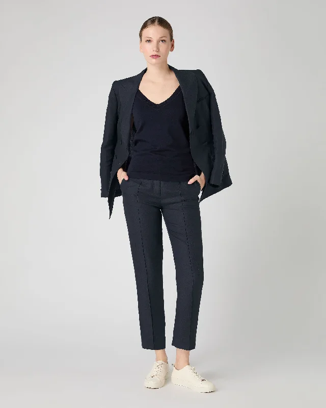 Women's Harper Crop Linen Pants Navy Blue