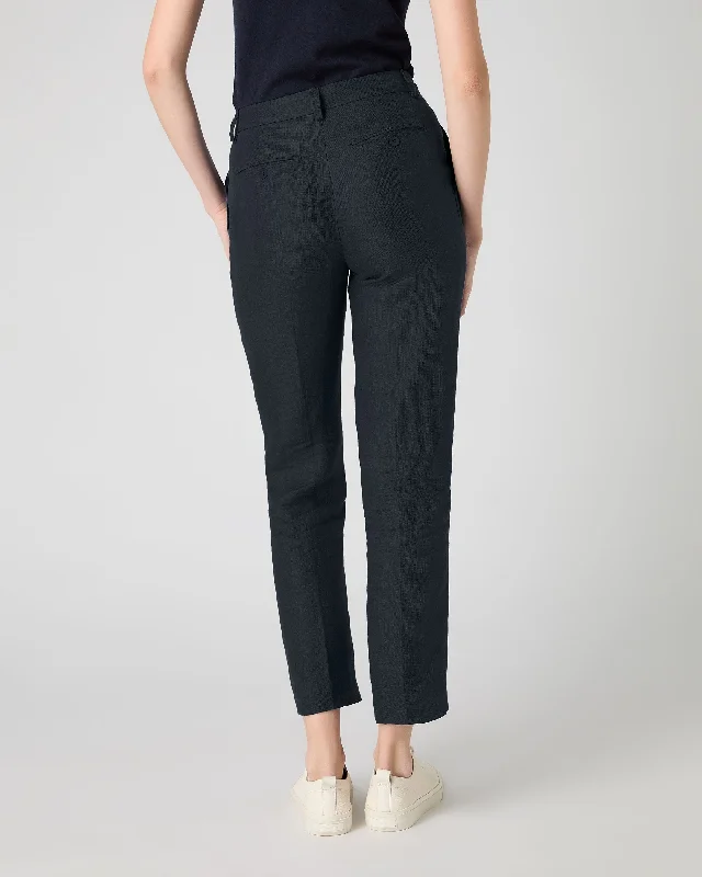 Women's Harper Crop Linen Pants Navy Blue