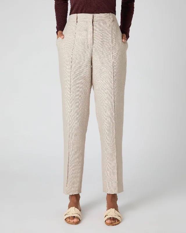 Women's Harper Crop Linen Pants Oat Brown