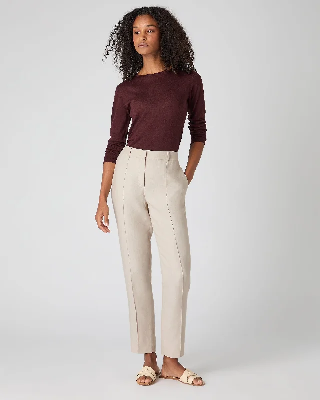 Women's Harper Crop Linen Pants Oat Brown