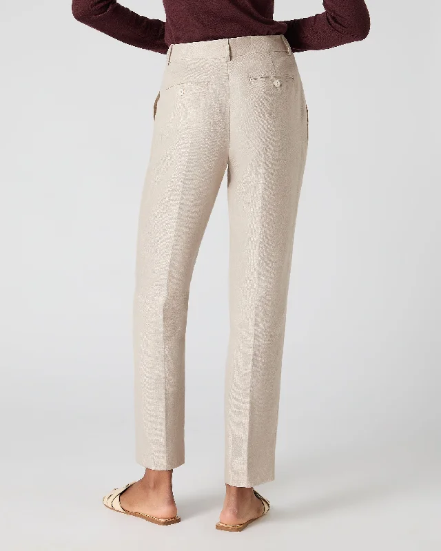 Women's Harper Crop Linen Pants Oat Brown