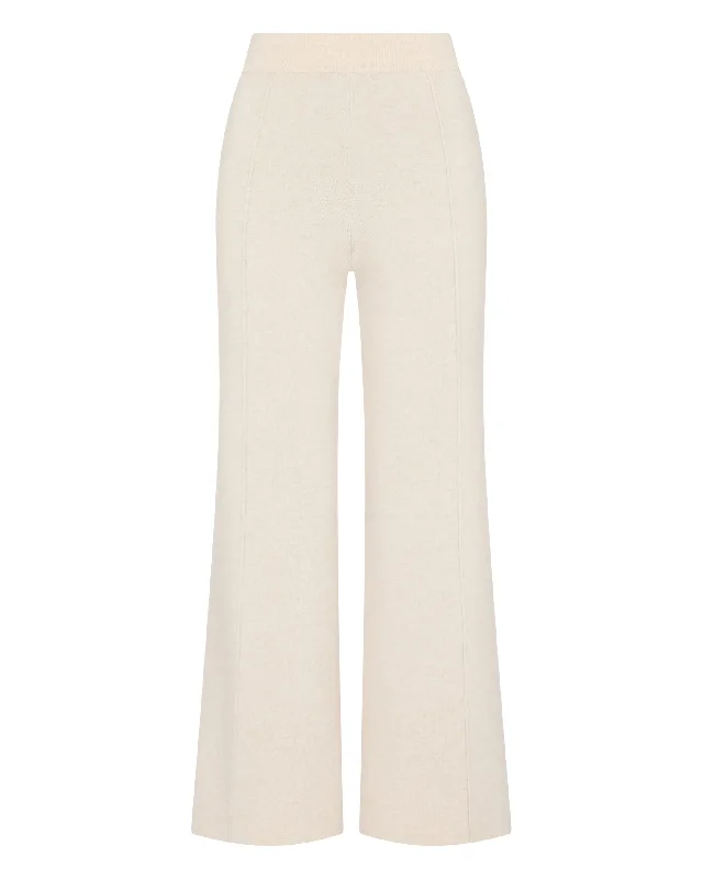 Women's Double Face Pants Ecru White