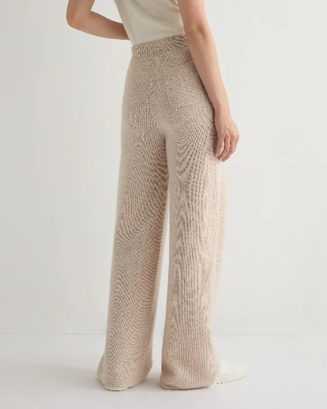 Women's Honeycomb Knit Cashmere Pant Ecru White