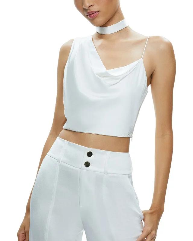 alice + olivia Jena Asymmetrical Draped Scarf Top