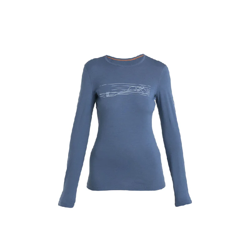 Icebreaker Merino 200 Oasis Long Sleeve Crew Thermal Top Ski Stripes Women’s