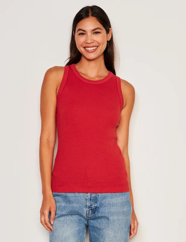 Sundry High Crew Tank in Flare Red