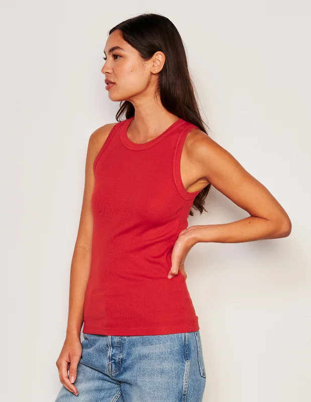 Sundry High Crew Tank in Flare Red