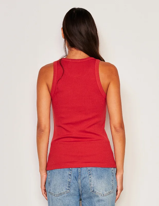 Sundry High Crew Tank in Flare Red