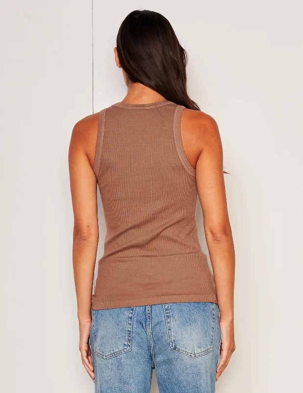 Sundry High Crew Tank in Taupe