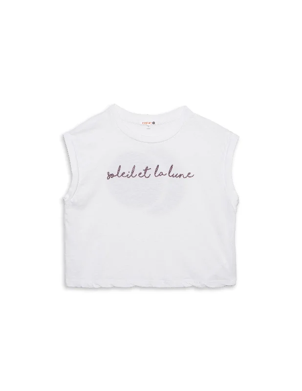 Sundry La Lune Muscle Tank in Optic White