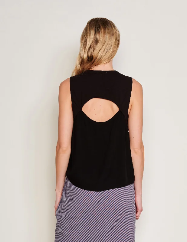 Sundry Mixed Media Tank in Black