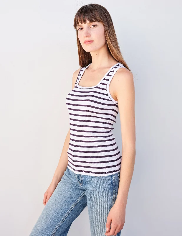 Sundry Striped Bodycon Tank in White