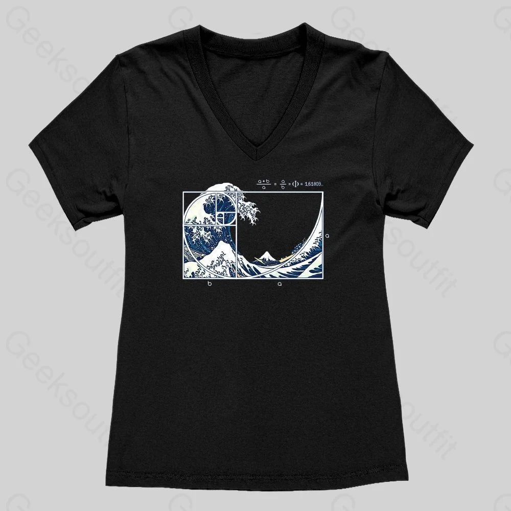 The Great Fibonacci Wave Women's V-Neck T-shirt