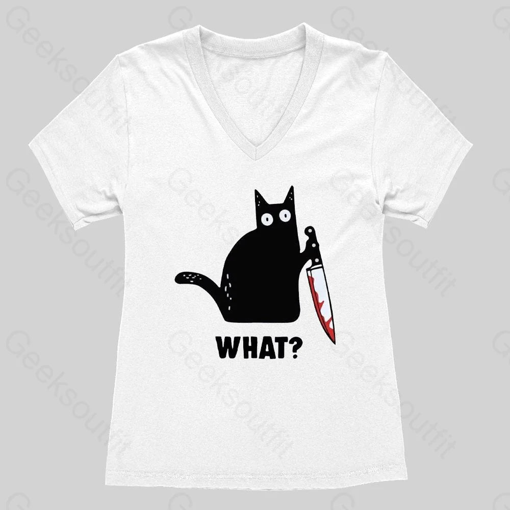 What Cat Funny Women's V-Neck T-shirt