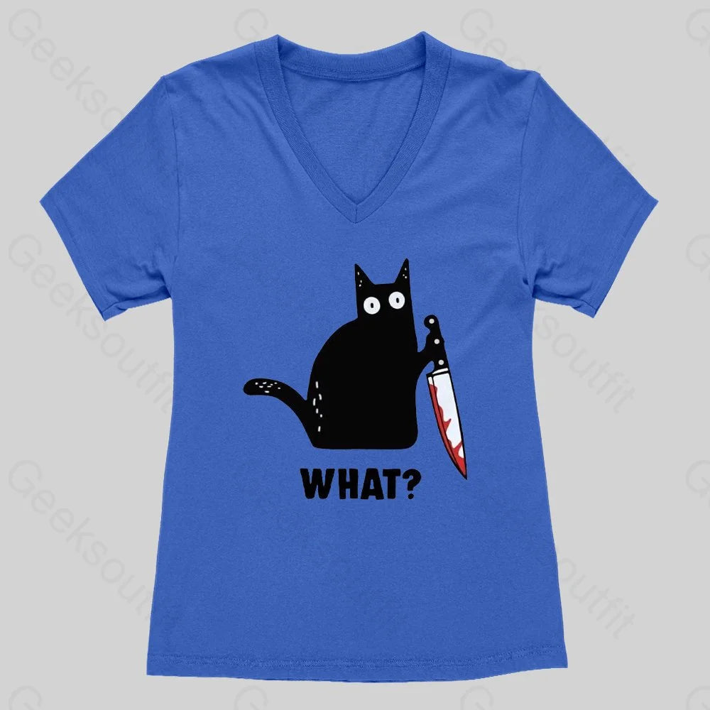 What Cat Funny Women's V-Neck T-shirt