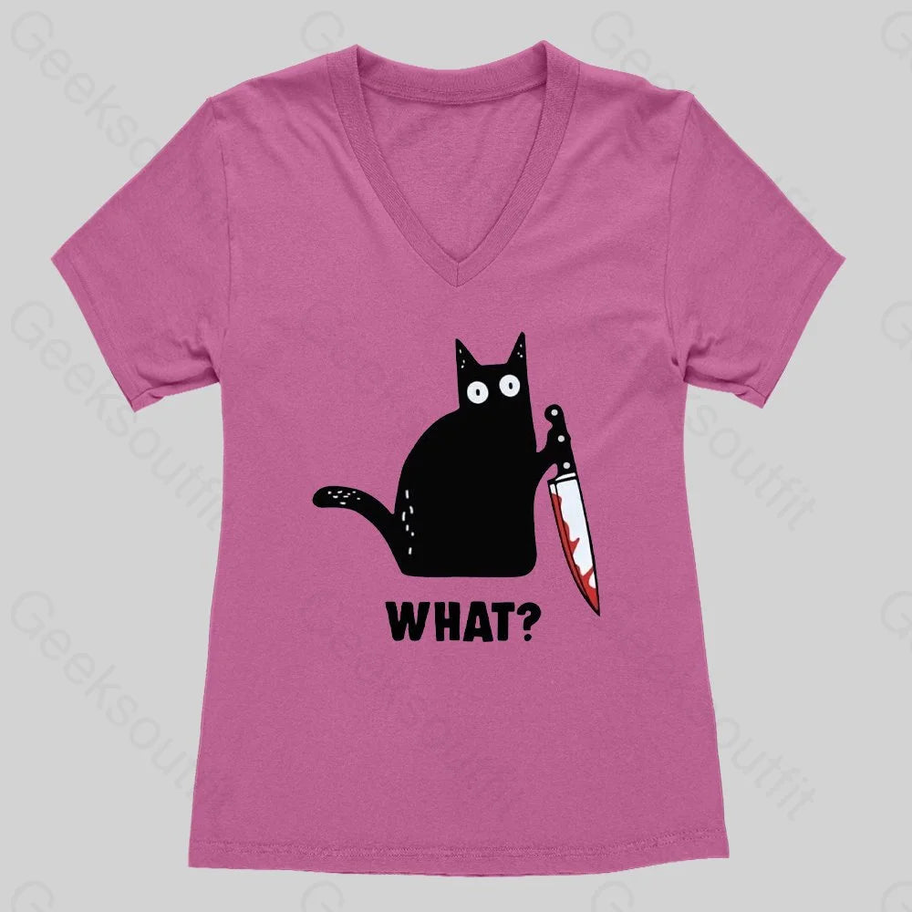 What Cat Funny Women's V-Neck T-shirt