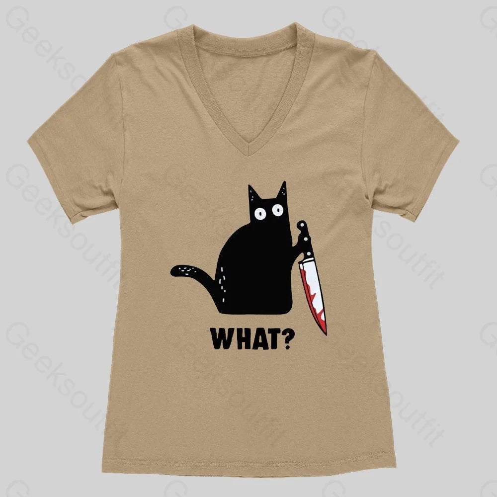 What Cat Funny Women's V-Neck T-shirt