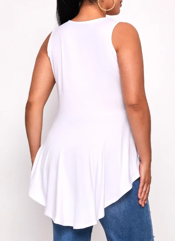 Plus Size Chain Detail Peplum Tunic Tank Top