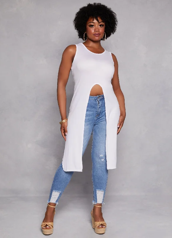 Plus Size Split Front Maxi Tank Top