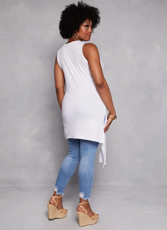 Plus Size Split Front Maxi Tank Top