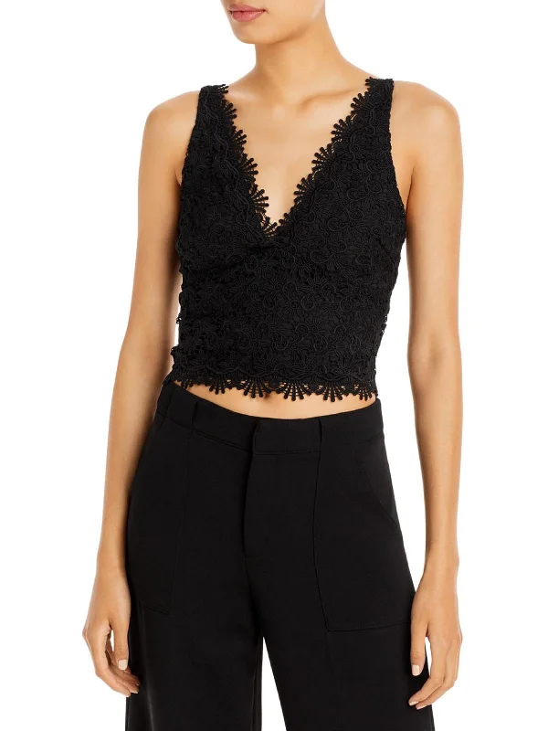 Womens Lace Sleeveless Crop Top